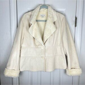 Coldwater Creek Cream Colored Faux Shearling Coat